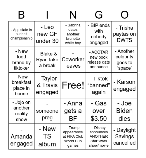 Untitled Bingo Card