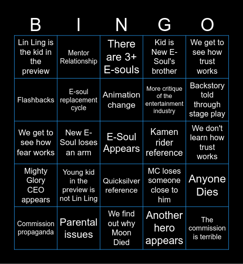 TBHX Episode 5 Bingo Card