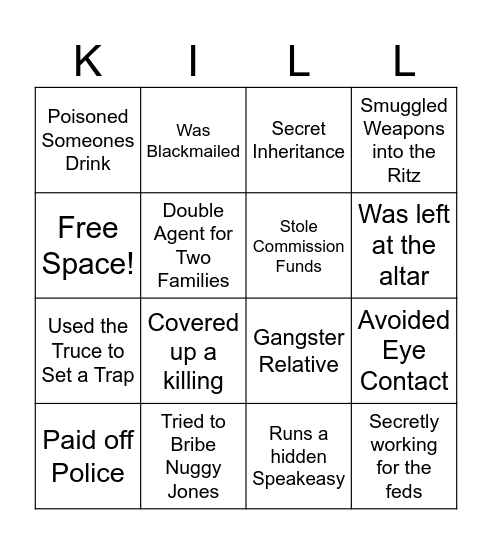 BingoMingle and observe to uncover secrets! Mark off boxes when you spot these behaviors. First to shout 'BLACKMAIL!' wins a prize. Bingo Card