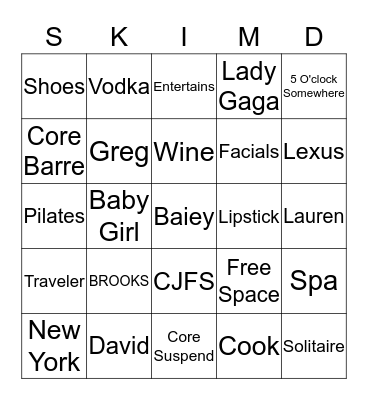 Donna's Birthday  Bingo Card