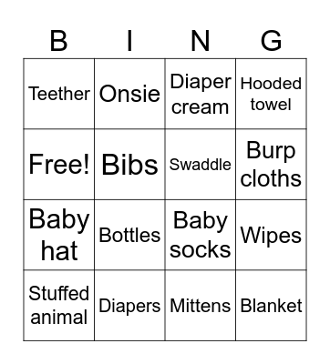 Baby Bingo Card