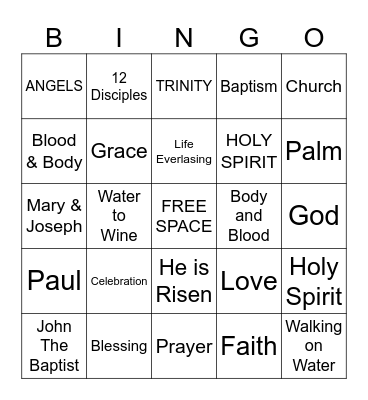 CHILDRENS CHURCH Bingo Card