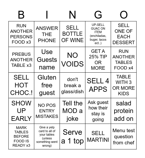 SERVER BINGO Card