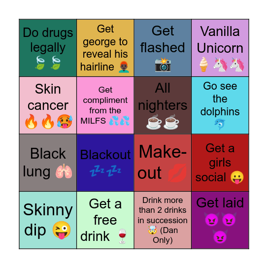 Tenerife Freak Bingo Card
