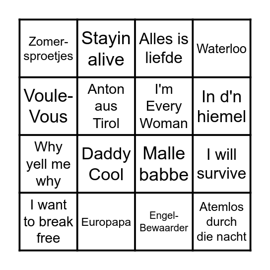 Billstein Bingo Card