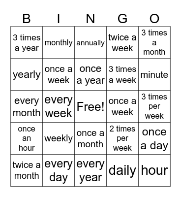 Time Bingo Card