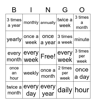 Time Bingo Card