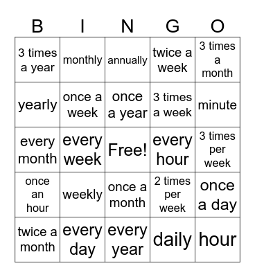 Time Bingo Card