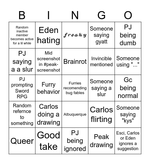 GC Bingo Card