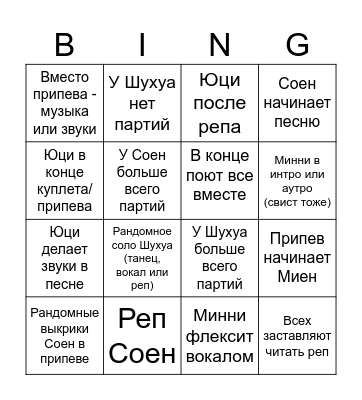 Типичная заглавка i-dle* Bingo Card
