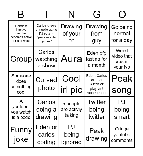 GC Bingo Card