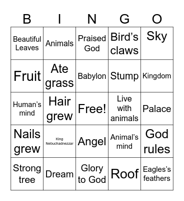 Daniel 4 Bingo Card