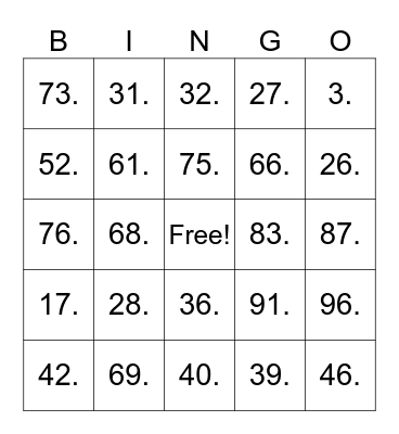 BINGO MUSICAL Bingo Card