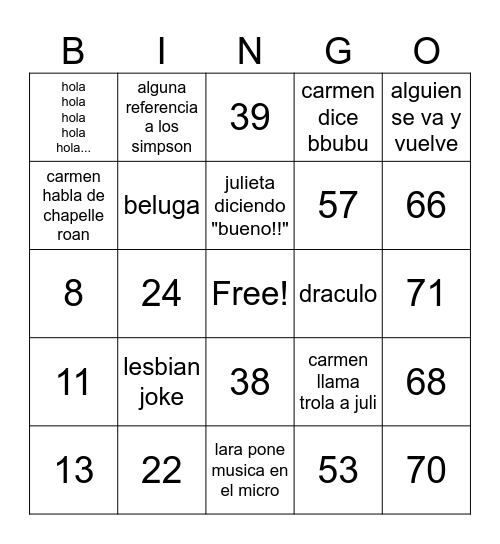 Number Bingo 1-75 Bingo Card