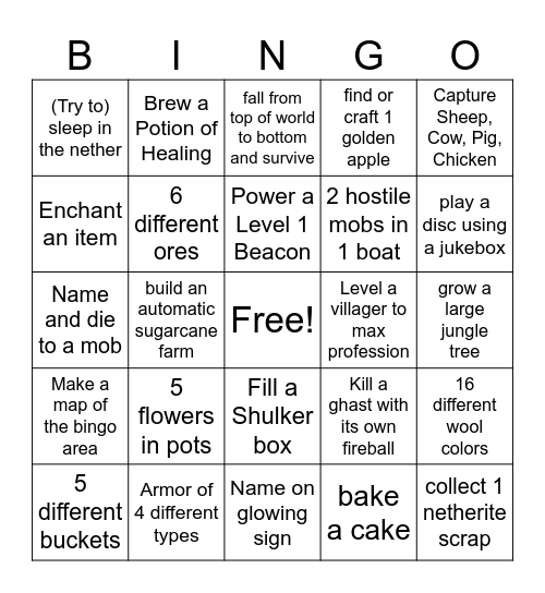 2025 St. Jude Minecraft Bingo Card