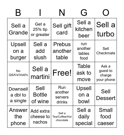 Server Bingo Card