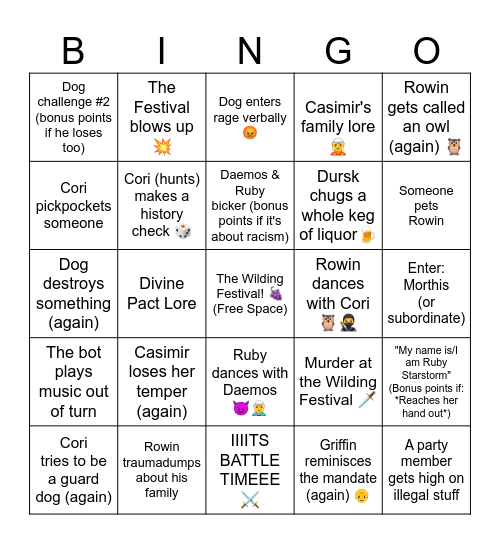 Onnryda Season 2 Bingo 2: Electric Boogaloo!! 🐉 Bingo Card