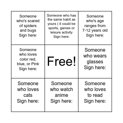 HUMAN BINGO Card