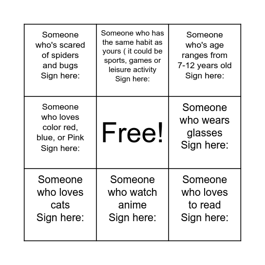 HUMAN BINGO Card