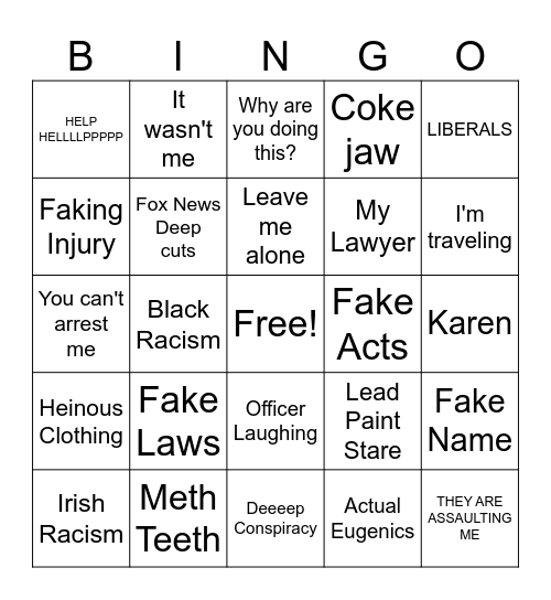BODY CAM BINGO Card