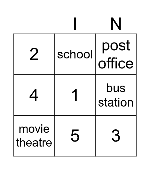 Location Bingo Card