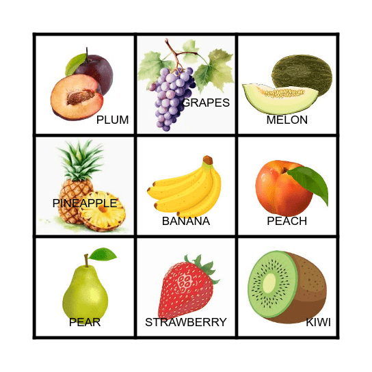 BINGO FRUITS Bingo Card