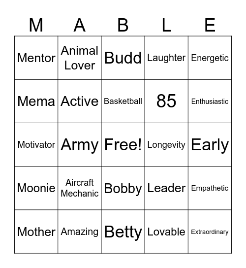 Happy 85th Birthday Bingo Card