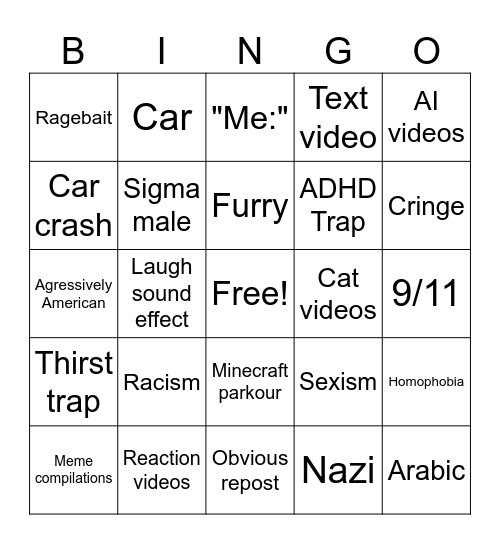 Reels Bingo Card