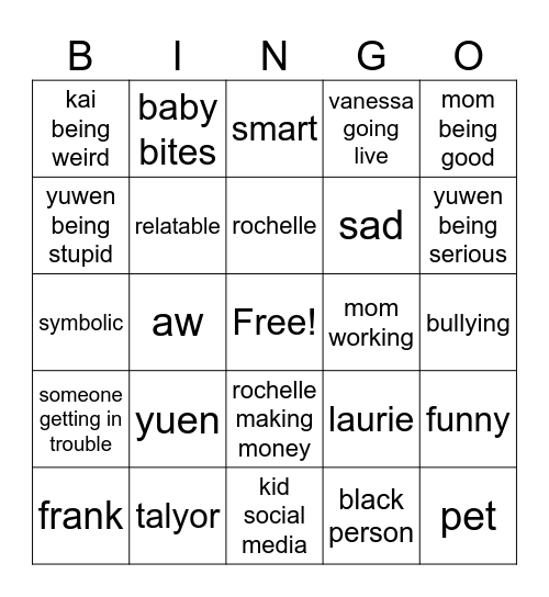 win or lose bingo Card