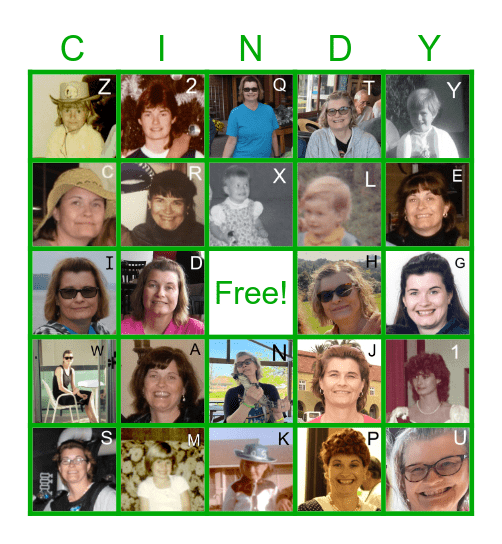 Cindy Bingo Card
