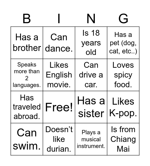 Find Someone Who... Bingo Card
