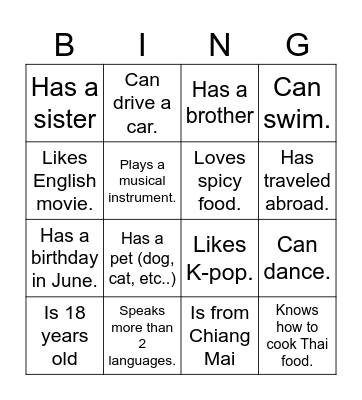 Find Someone Who... Bingo Card