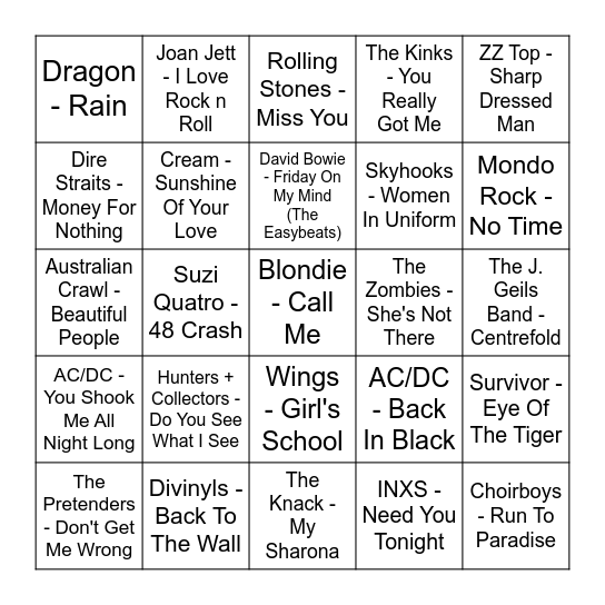 ★ Music Bingo w Bonnie Anne ★ Bingo Card