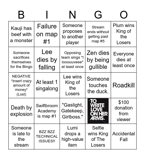 TWLOHA REPO Bingo Card