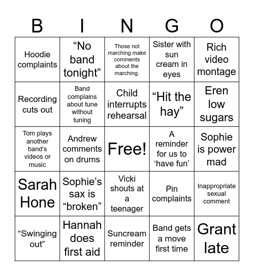 Spring Training 2k25 Bingo Card