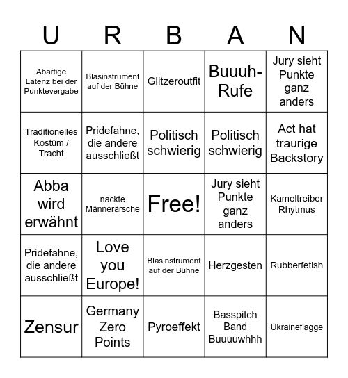 ESC 2025 Bingo Card