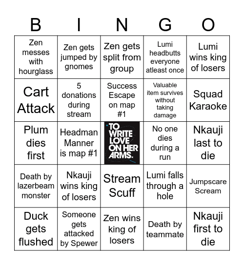 TWLOHA Team Guuji Berriez Bingo Card