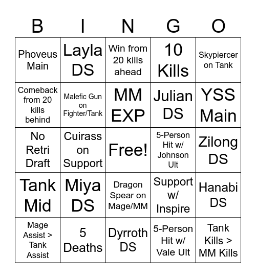 ML Bingo Card