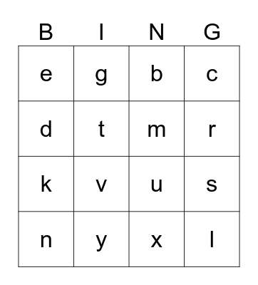 French Alphabet Bingo Card