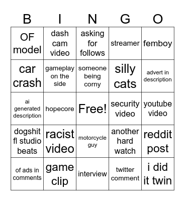 instagram Bingo Card