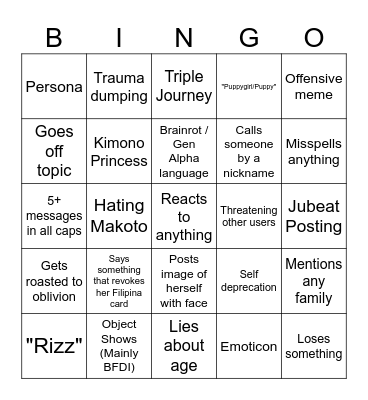 Loquanya Bingo Card