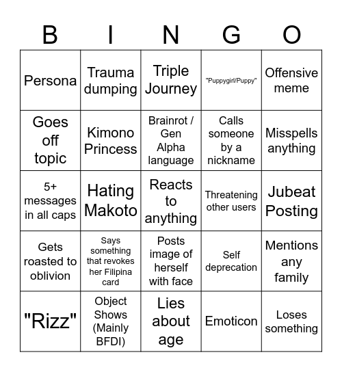 Loquanya Bingo Card