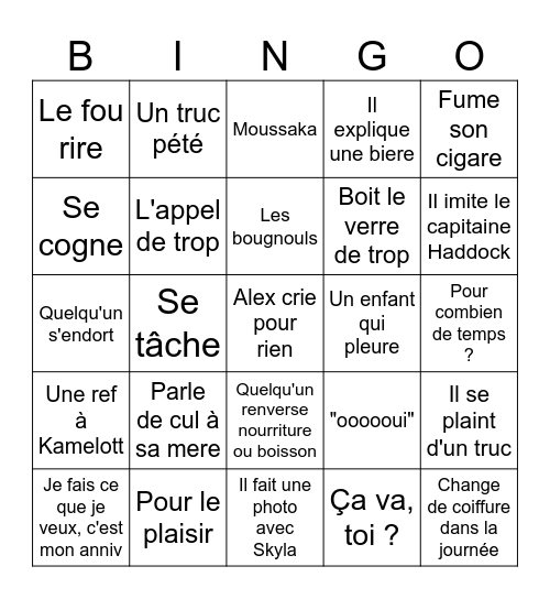Le Bobby's Bingo Card