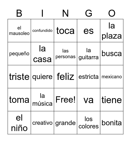 Miguel quiere una guitarra Bingo Card