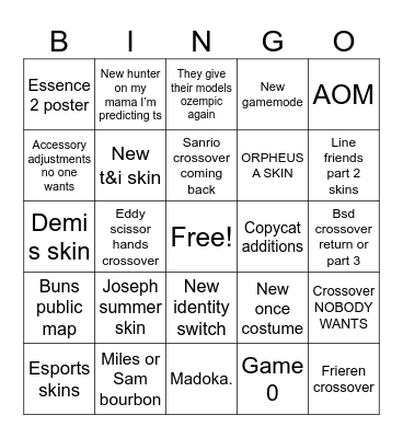 IDV BINGO Card