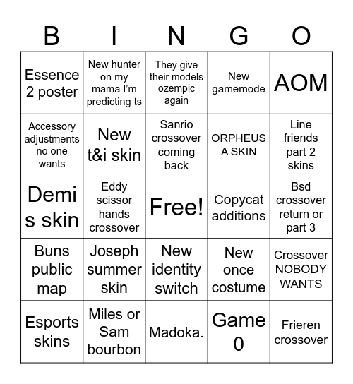 IDV BINGO Card