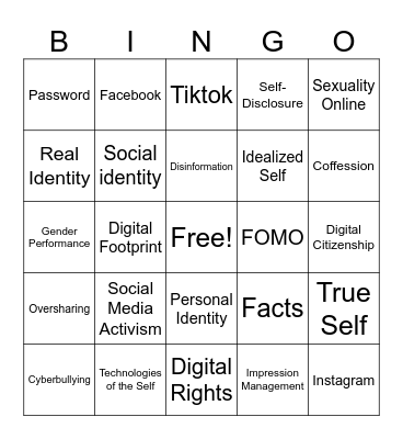Digital Self Bingo Card