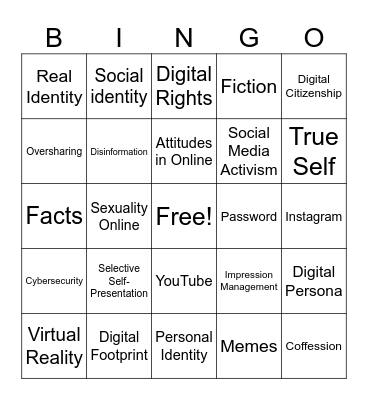 Digital Self Bingo Card