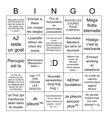 Pokemon za prédiction Bingo Card