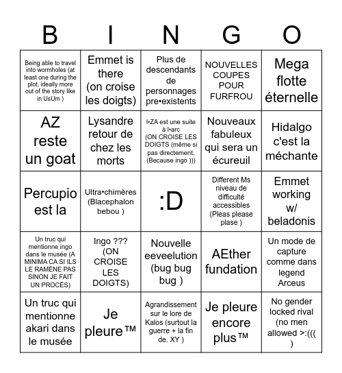 Pokemon za prédiction Bingo Card